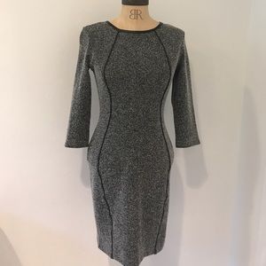 COPY - H&M tweed like black/white dress Sz.S 3/4 sleeves